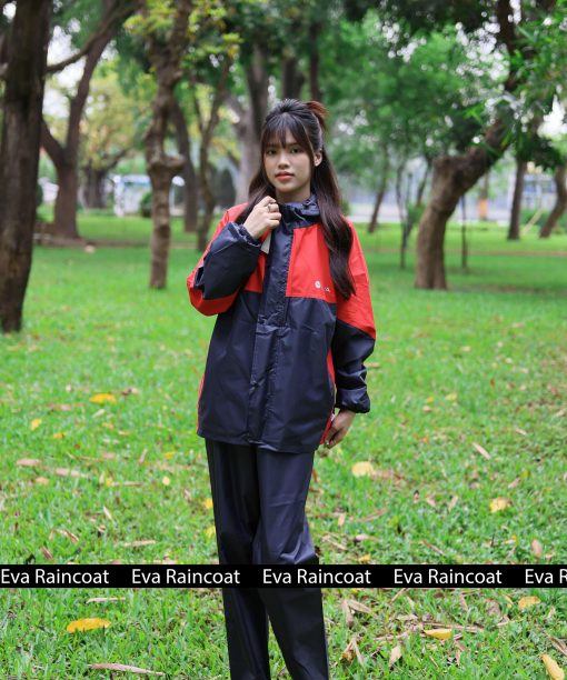 Áo mưa bộ 2 lớp chống thấm chống gió lạnh A1 – Đỏ