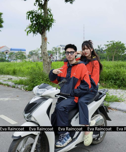 Áo mưa bộ 2 lớp chống thấm chống gió lạnh A1 – Đỏ
