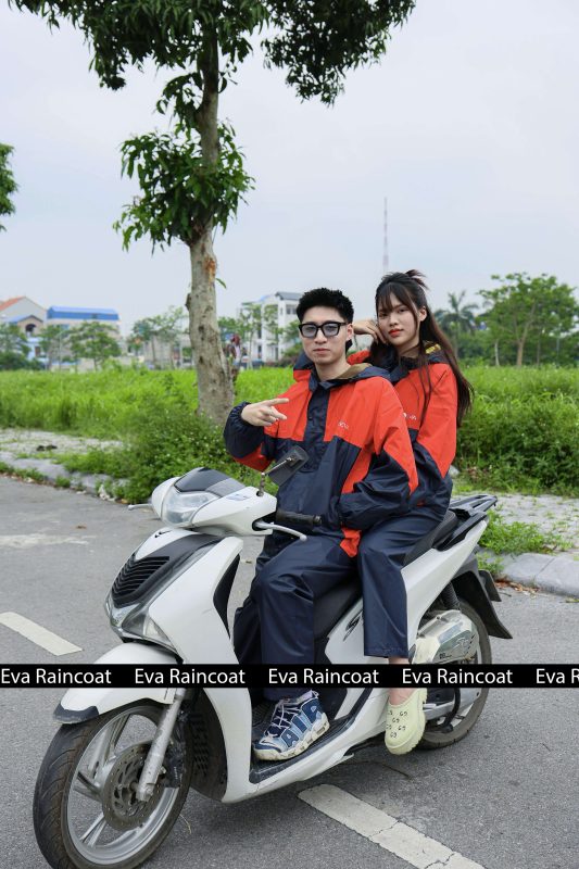Áo mưa bộ 2 lớp chống thấm chống gió lạnh A1 – Đỏ
