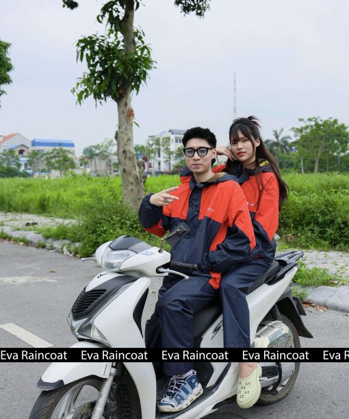 Áo mưa bộ 2 lớp chống thấm chống gió lạnh A1 – Đỏ