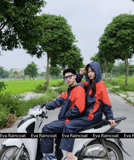 Áo mưa bộ 2 lớp chống thấm chống gió lạnh A1 – Đỏ