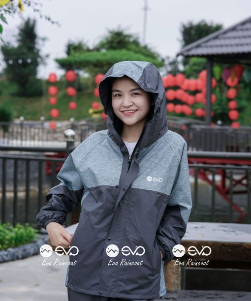 Áo Mưa Bộ 2 Lớp EVA Hàng Xuất Khẩu – Ghi muối tiêu (Silver Mist) , Form Gọn Đi Xe Máy (Sao chép)