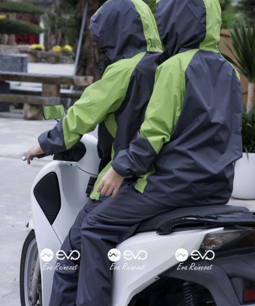 Áo Mưa Bộ 2 Lớp EVA Hàng Xuất Khẩu – Xanh lá neon (Lime Green), Form Gọn Đi Xe Máy