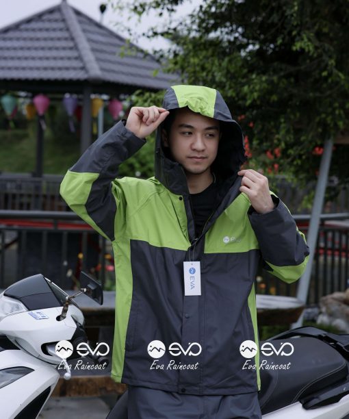 Áo Mưa Bộ 2 Lớp EVA Hàng Xuất Khẩu – Xanh lá neon (Lime Green), Form Gọn Đi Xe Máy