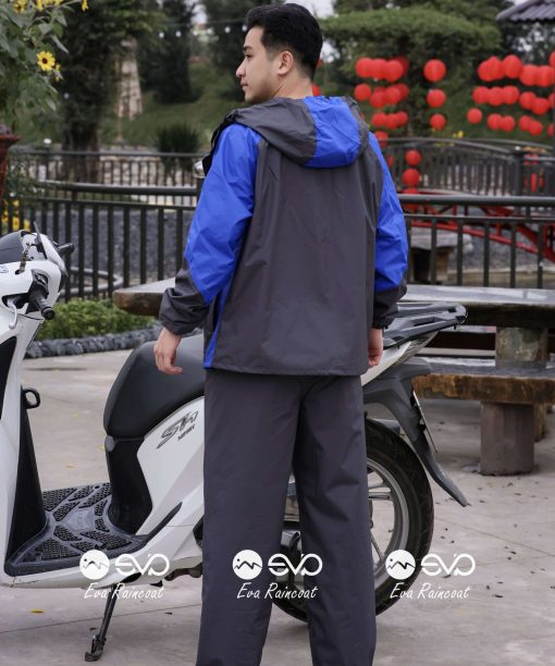 Áo Mưa Bộ 2 Lớp EVA Hàng Xuất Khẩu – Xanh dương cobalt (Royal Blue) , Form Gọn Đi Xe Máy