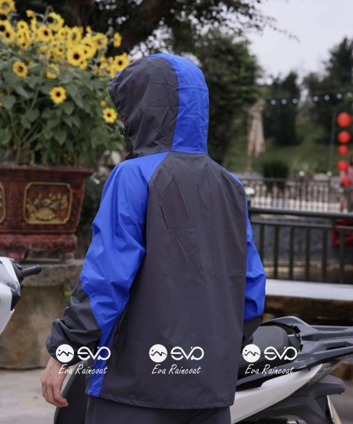 Áo Mưa Bộ 2 Lớp EVA Hàng Xuất Khẩu – Xanh dương cobalt (Royal Blue) , Form Gọn Đi Xe Máy