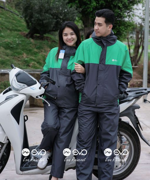 Áo Mưa Bộ 2 Lớp EVA Hàng Xuất Khẩu – Xanh Ngọc Lục Bảo (Emerald Green), Form Gọn Đi Xe Máy