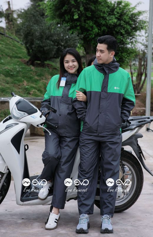 Áo Mưa Bộ 2 Lớp EVA Hàng Xuất Khẩu – Xanh Ngọc Lục Bảo (Emerald Green), Form Gọn Đi Xe Máy