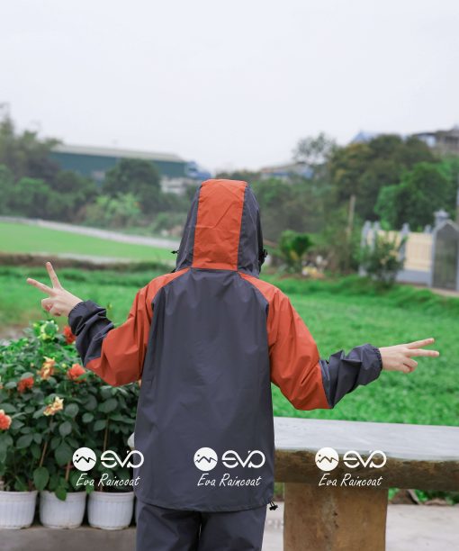 Áo Mưa Bộ 2 Lớp EVA Hàng Xuất Khẩu – Cam cháy (Terracotta Orange), Form Gọn Đi Xe Máy