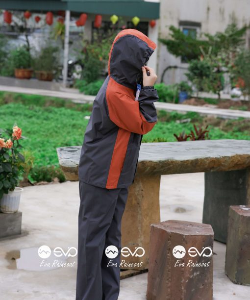 Áo Mưa Bộ 2 Lớp EVA Hàng Xuất Khẩu – Cam cháy (Terracotta Orange), Form Gọn Đi Xe Máy
