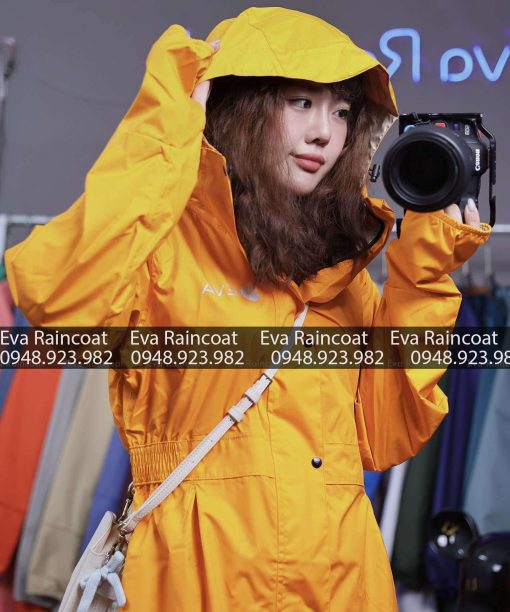 Áo măng tô chun eo tay xỏ ngón 2 lớp siêu nhẹ chống mưa phùn chống gió lạnh – Cam candy