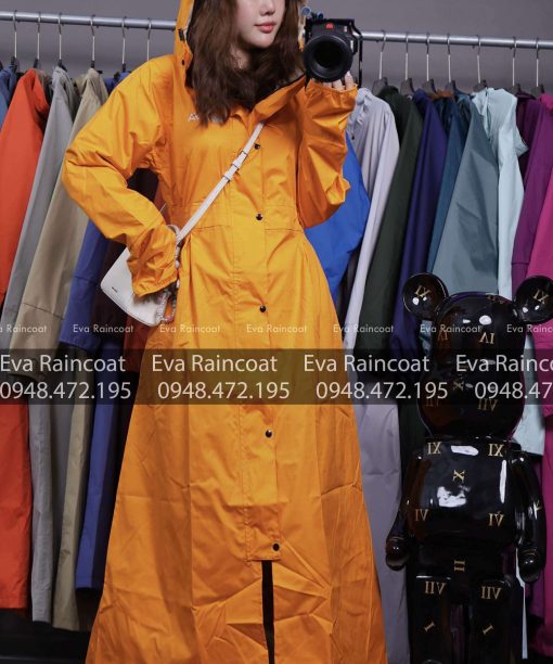 Áo măng tô chun eo tay xỏ ngón 2 lớp siêu nhẹ chống mưa phùn chống gió lạnh – Cam candy