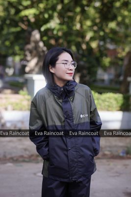 Áo mưa bộ 2 lớp chống thấm chống gió lạnh A1 – Xanh rêu